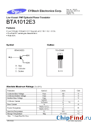 Datasheet BTA1012E3 manufacturer Cystech