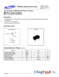 Datasheet BTC2412N3 manufacturer Cystech