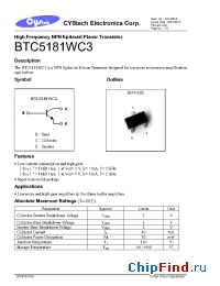 Datasheet BTC5181WC3 manufacturer Cystech