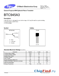 Datasheet BTC945A3 manufacturer Cystech