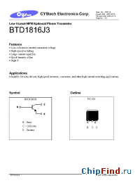 Datasheet BTD1816J3 manufacturer Cystech