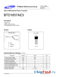 Datasheet BTD1857AE3 manufacturer Cystech