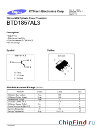 Datasheet BTD1857AL3 manufacturer Cystech