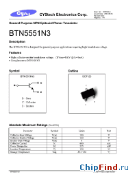 Datasheet BTN5551N3 manufacturer Cystech