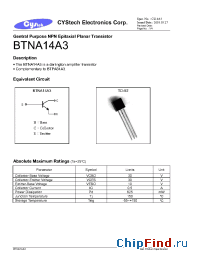 Datasheet BTNA14A3 manufacturer Cystech