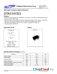 Datasheet DTA114YS3 manufacturer Cystech