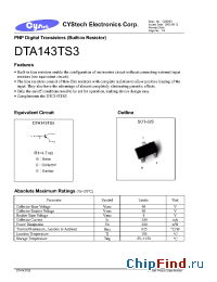 Datasheet DTA143TS3 manufacturer Cystech
