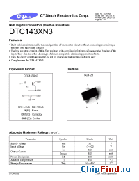 Datasheet DTA143XN3 manufacturer Cystech