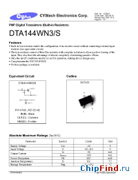 Datasheet DTA144WN3 manufacturer Cystech