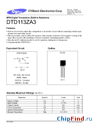 Datasheet DTB113ZA3 manufacturer Cystech