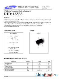 Datasheet DTB113ZS3 manufacturer Cystech
