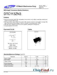 Datasheet DTC113ZN3 manufacturer Cystech