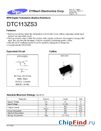 Datasheet DTC113ZS3 manufacturer Cystech