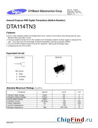Datasheet DTC114TN3 manufacturer Cystech