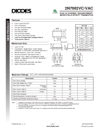 Datasheet 2N7002VAC manufacturer Diodes