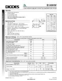 Datasheet B140HW-7 manufacturer Diodes