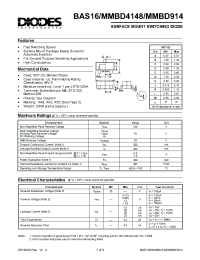 Datasheet BAS16-7 manufacturer Diodes