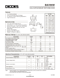 Datasheet BAV99W-7 manufacturer Diodes