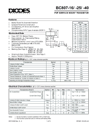 Datasheet BC807-16 manufacturer Diodes