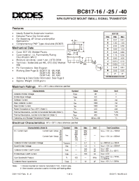 Datasheet BC817-16-7 manufacturer Diodes