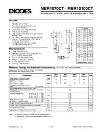 Datasheet MBR1070CT manufacturer Diodes