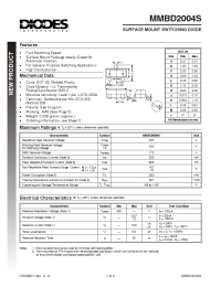 Datasheet MMBD2004S-7 manufacturer Diodes