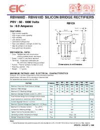 Datasheet RBV602D manufacturer EIC