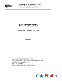 Datasheet EM78910 manufacturer EMC