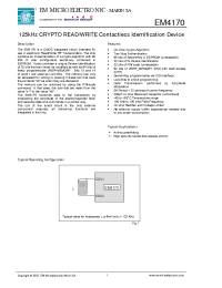 Datasheet EM4170 manufacturer EM Microelectronic