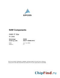 Datasheet B39171B3898H810 manufacturer EPCOS