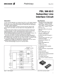 Datasheet PBL38665-2 manufacturer Ericsson