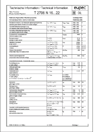 Datasheet T2706N18 manufacturer Eupec