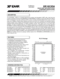 Datasheet XR16C854IJ manufacturer Exar