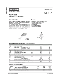 Datasheet FQP4N80 manufacturer Fairchild