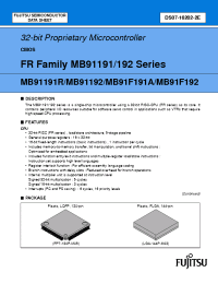 Datasheet MB91F192LGA manufacturer Fujitsu