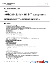 Datasheet MBM29DD164TD manufacturer Fujitsu