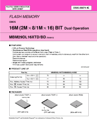 Datasheet MBM29DL162TE70PFTR manufacturer Fujitsu