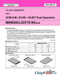 Datasheet MBM29DL322TE/BE manufacturer Fujitsu