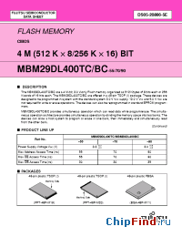 Datasheet MBM29DL400BC-55PFTR manufacturer Fujitsu