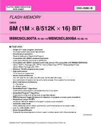 Datasheet MBM29DL800BA-12 manufacturer Fujitsu