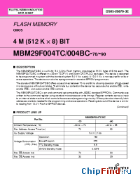Datasheet MBM29F004TC-90PFTN manufacturer Fujitsu