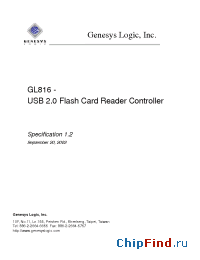 Datasheet GL816 manufacturer Genesys Logic