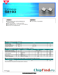 Datasheet S8193 manufacturer Hamamatsu