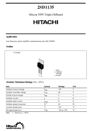 Datasheet 2SD1135 manufacturer Hitachi