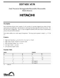 Datasheet 74HC4538 manufacturer Hitachi