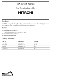 Datasheet HA17458 manufacturer Hitachi