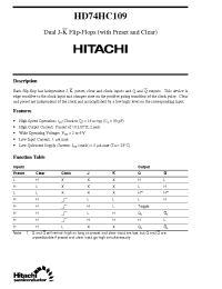 Datasheet HD74HC109 manufacturer Hitachi