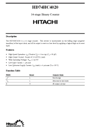 Datasheet HD74HC4020 manufacturer Hitachi