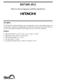 Datasheet HD74HC4511 manufacturer Hitachi