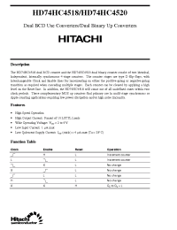 Datasheet HD74HC4518 manufacturer Hitachi